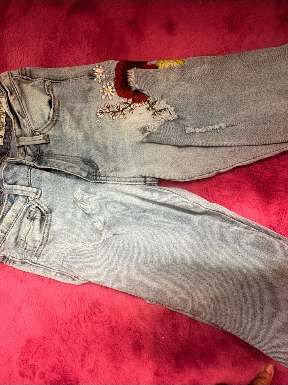 Light Wash Embroidered Women’s Jeans - Floral Detail - Picture 3 of 8